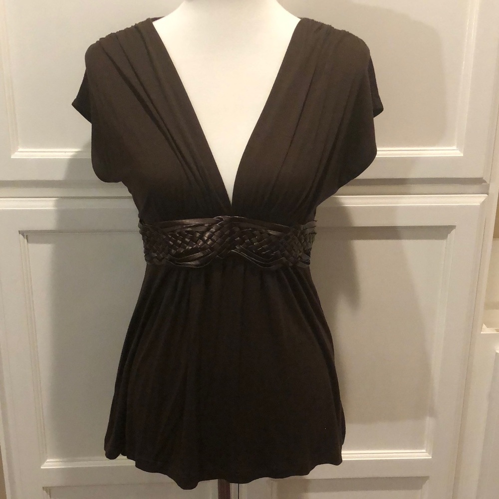 Gorgeous Dark brown blouse with belted tie